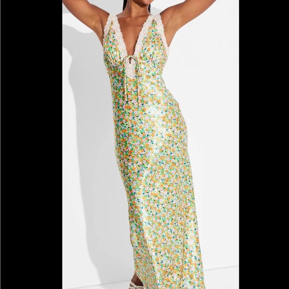 Wild Fable Floral Maxi Dress - Green and White
